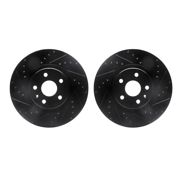 Dynamic Friction Co Rotors-Drilled and Slotted-Black, Zinc Plated black, Zinc Coated, 8002-46017 8002-46017